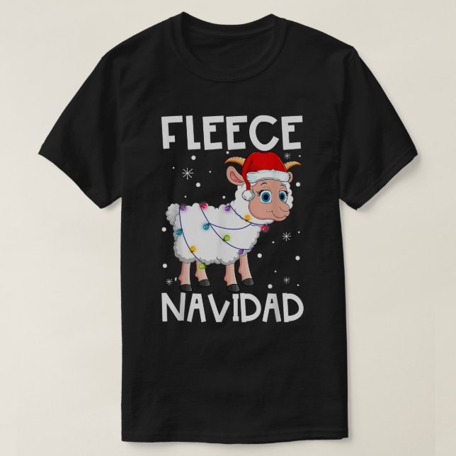 Camiseta Fleece Navidad Funny Christmas Sheep Feliz Xmas Li (Frente do Design)