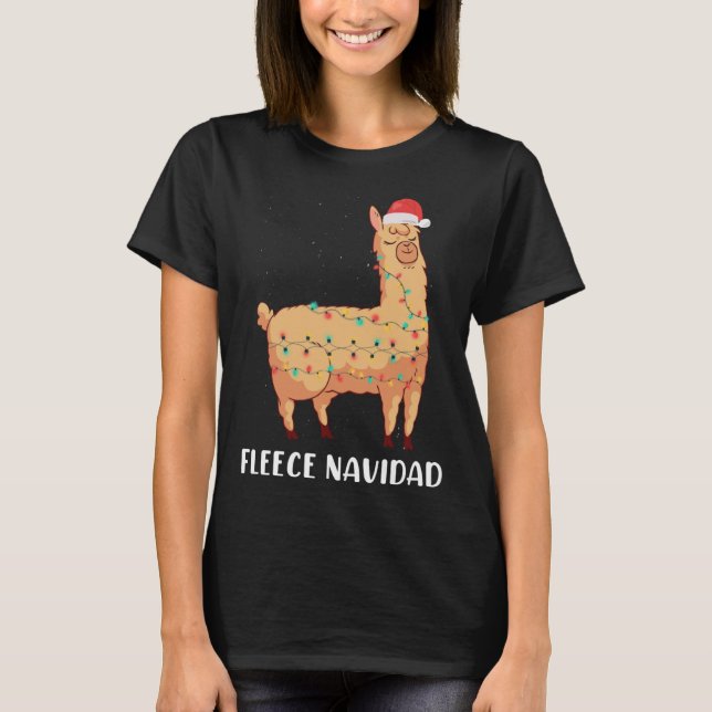 Camiseta Fleece Navidad Holiday Christmas Llama Alpaca (Frente)