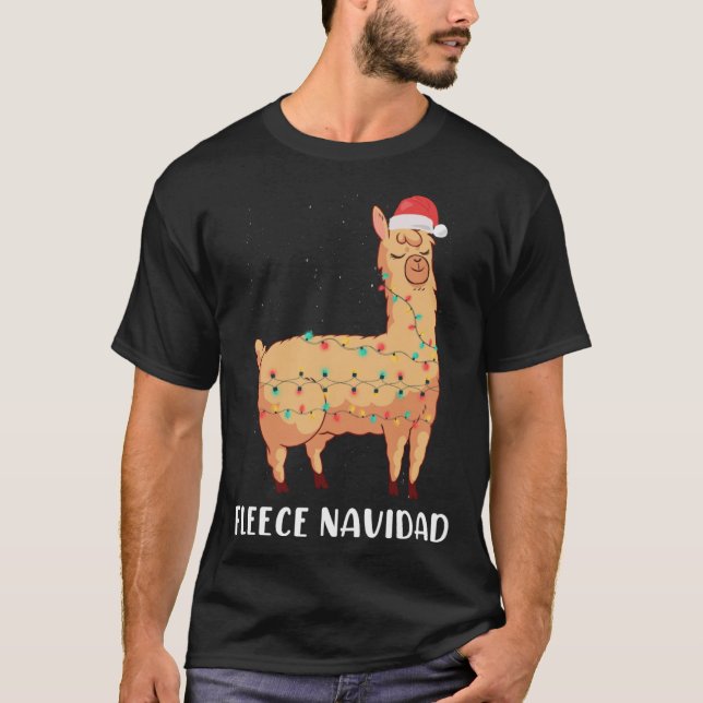 Camiseta Fleece Navidad Holiday Christmas Llama Alpaca (Frente)