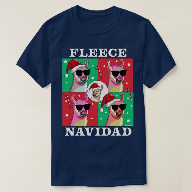 Camiseta Fleece Navidad Llama Feliz Navidad Funny Natal (Frente do Design)
