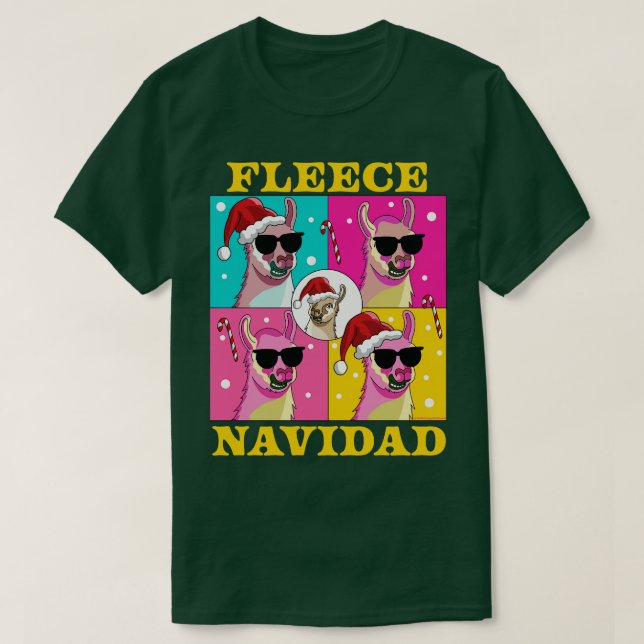 Camiseta Fleece Navidad Llama Feliz Navidad Funny Natal (Frente do Design)