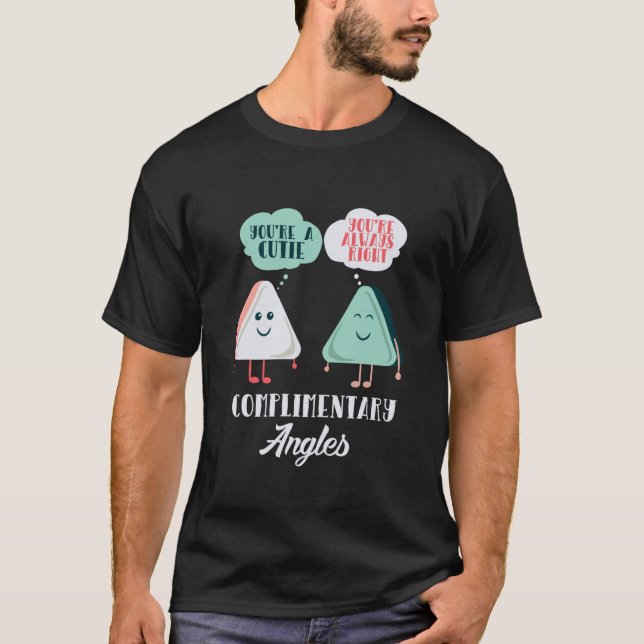 Camiseta Flertando Ângulos Complementares Professor de Mate (Frente)