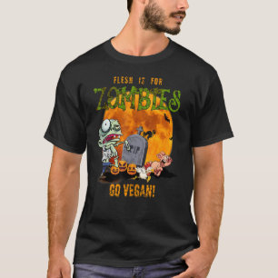 Camiseta Flesh Is For Zombies Go Vegan Halloween Vegan Pyja