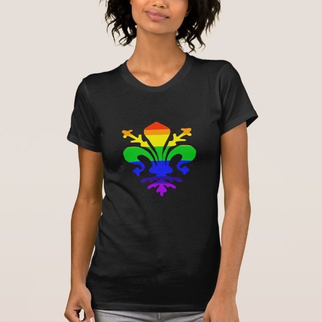 Camiseta Fleur de Lis Arco-íris Estilizado (Frente)