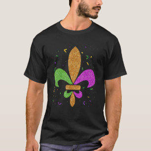 Camiseta Fleur De Lis Glitter Efeito Mardi Gras New Orlean