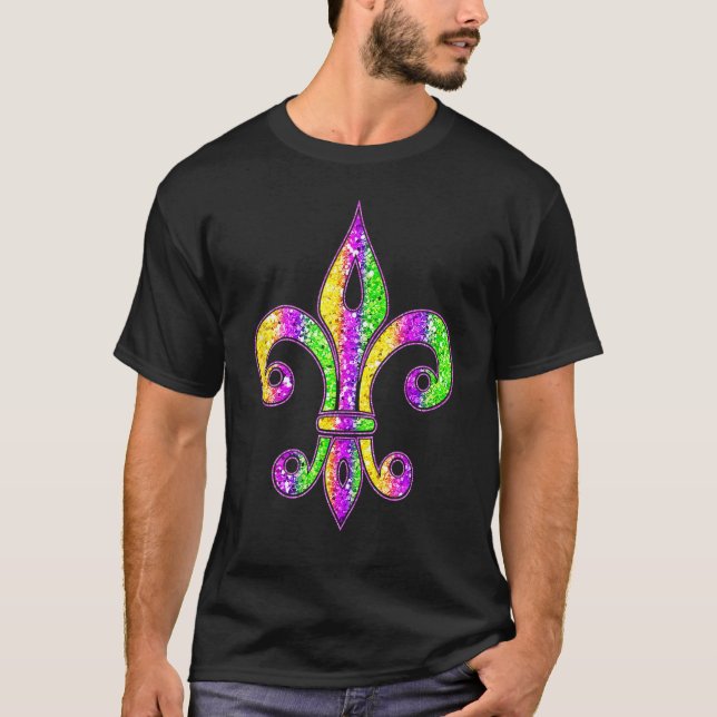 Camiseta Fleur De Lis Mardi Gras Símbolo Carnaval Figurume  (Frente)