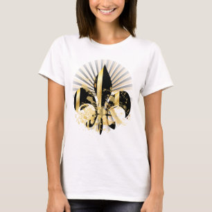 Camiseta Fleur de Lis, preto e Dourado