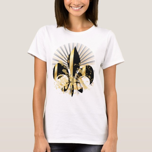Camiseta Fleur de Lis, preto e Dourado (Frente)