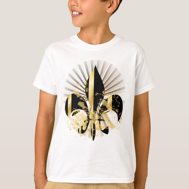 Camiseta Fleur de Lis, preto e Dourado (Frente)