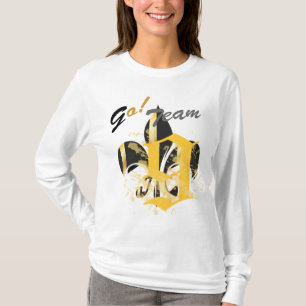 Camiseta Fleur de Lis, preto e Dourado