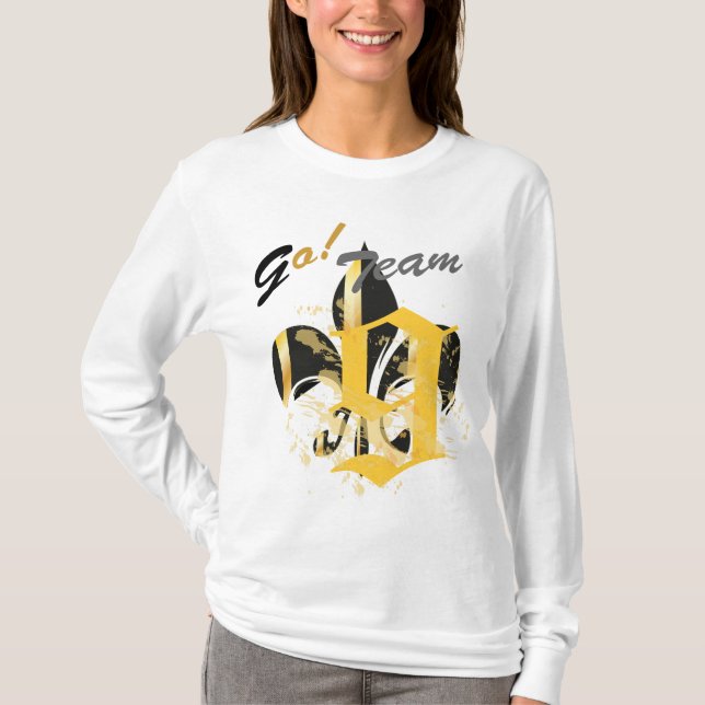 Camiseta Fleur de Lis, preto e Dourado (Frente)