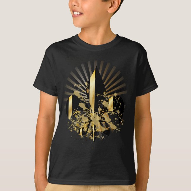 Camiseta Fleur de Lis, preto e Dourado (Frente)