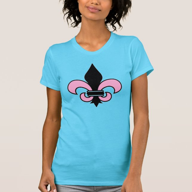 Camiseta Fleur-de-Lis, rosa e preto (Frente)