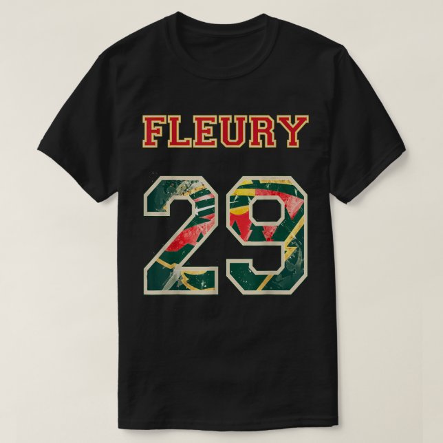 Camiseta FLEURY 29 Wild Goalie Flower Minnesota Pro Ice Hoc (Frente do Design)