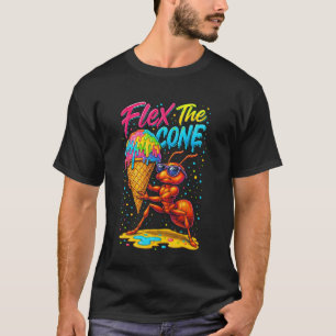 Camiseta Flexione o cone sorvete engraçado Aquarela para o