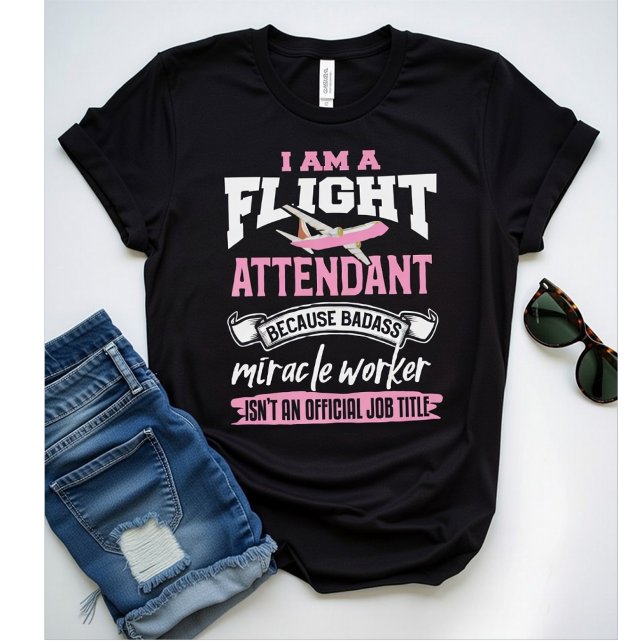 Camiseta Flight Attendant Because Badass Miracle, Funny  (Criador carregado)