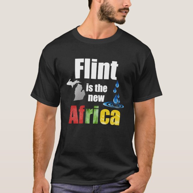 Camiseta Flint Michigan África Limpa Bebendo Água H2O - Sin (Frente)