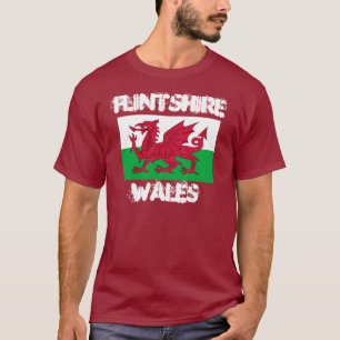 Camiseta Flintshire, Wales com bandeira de Galês