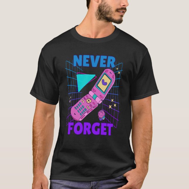 Camiseta Flip Phone 90's Nostalgia Never Forget 90s Outfit  (Frente)