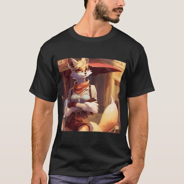 Camiseta Flirt Anthro Furry Fox Girl CasualClothing Dapple (Frente)