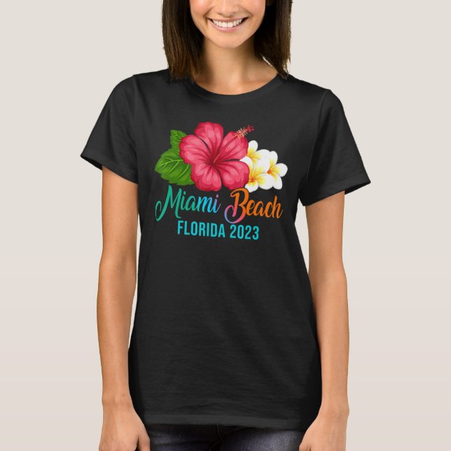 Camiseta Flo Tropical de Hibiscus Flórida de Miami (Frente)