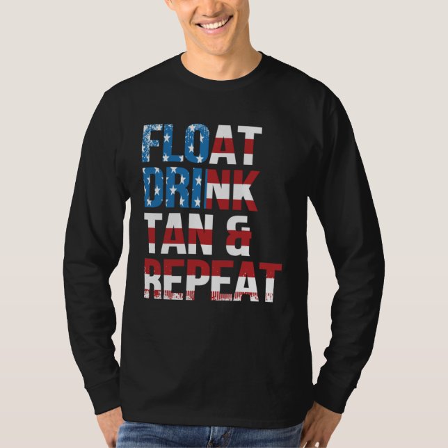 Camiseta Float Drink Tan Repeat Summer Beach Vacation Vinta (Frente)