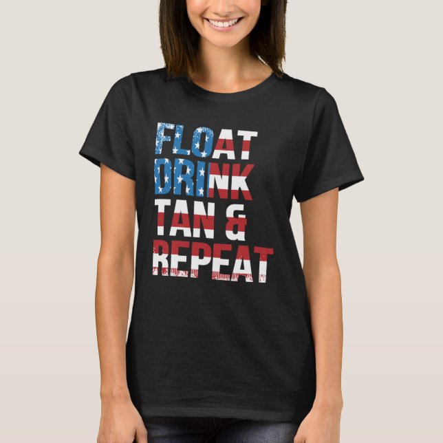 Camiseta Float Drink Tan Repeat Summer Beach Vacation Vinta (Frente)