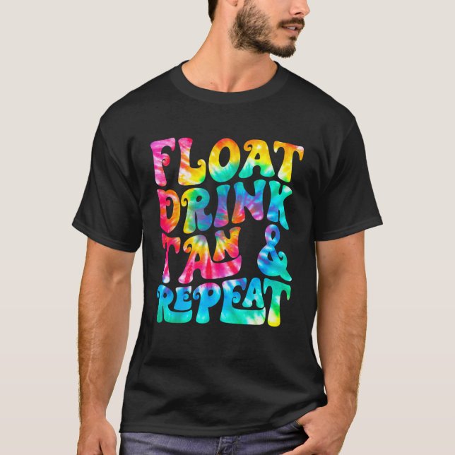 Camiseta Float Drink Tan & Repeat Summer Vacation Beach Swi (Frente)
