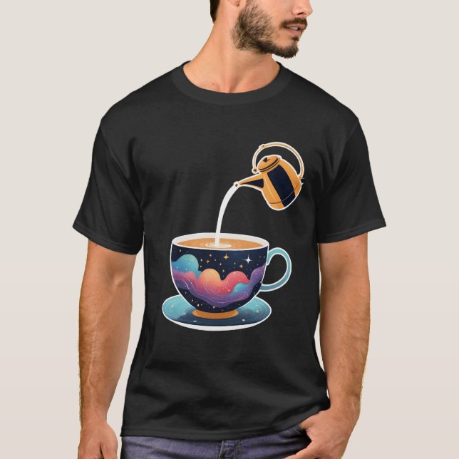 Camiseta Floating Tea Kettle Galaxy Constellation. (Frente)