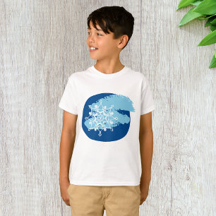 Camiseta Floco de Neve Azul Gelado Círculo Abstrato de Inve