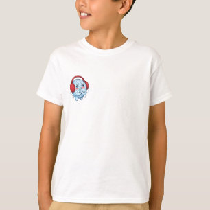 Camiseta Floco de Neve Azul Tremendo Usando Proteto-res de