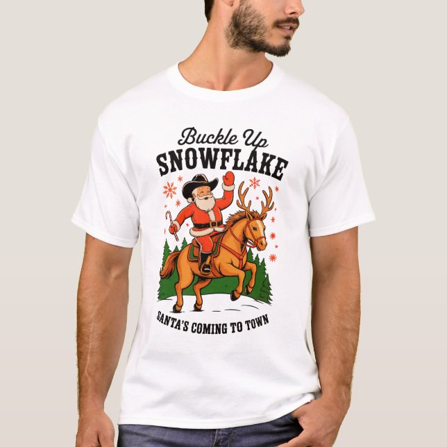 Camiseta Floco de neve Floco de neve Rodeio Papais noeis de (Frente)