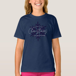 Camiseta Floco de Neve Natal Mais Alegre Azul Marinho