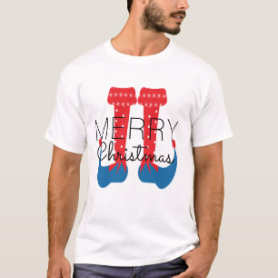 Camiseta Floco de Neve Script Vermelho Azul Elfo d