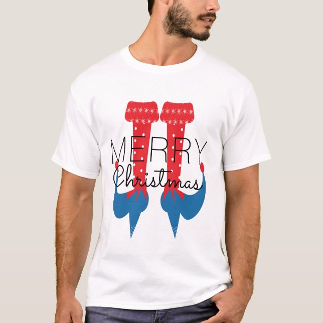 Camiseta Floco de Neve Vermelho e Elf de Natal Corresponden (Frente)