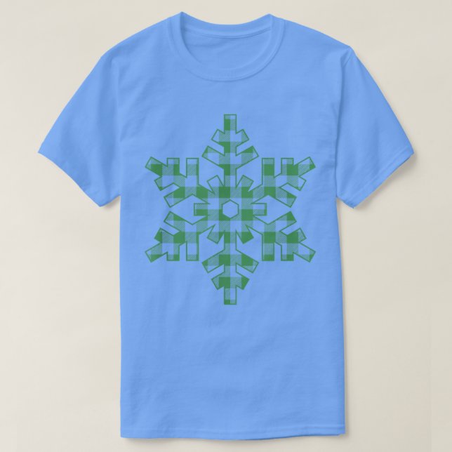 Camiseta Floco de neve Xadrez verde (Frente do Design)