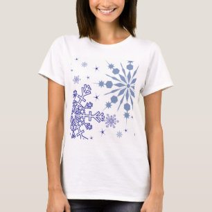 Camiseta Flocos de neve azuis bonito