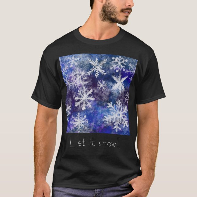 Camiseta Flocos de neve com fundo azul (Frente)