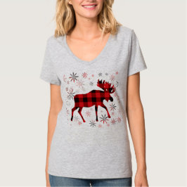 Camiseta Flocos de neve de xadrezes vermelhas da Moose Nata