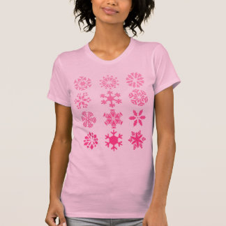 Camiseta Flocos de neve rosados - Teto de folga curta, de u