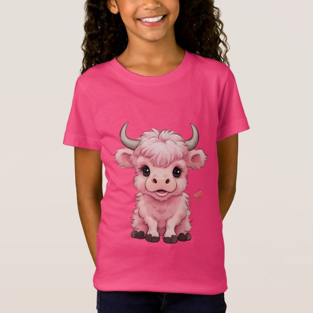 Camiseta Floffy Pink Highlands - Vaca Escocesa (Frente)