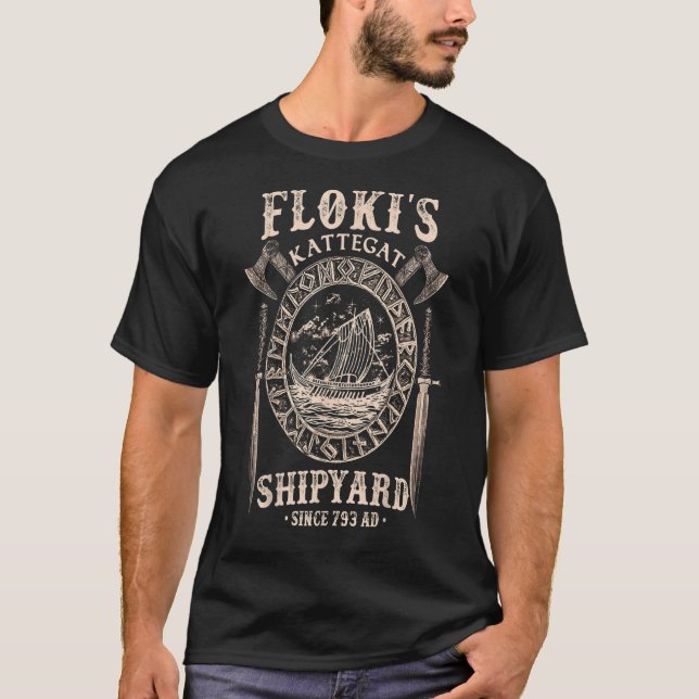 Camiseta Flokis Shipyard Kattegat Viking Ship and Sword TSh (Frente)