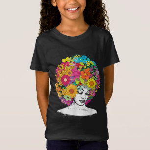 Camiseta Flor Afro-Mulher Negra Rainha-Africana Mel