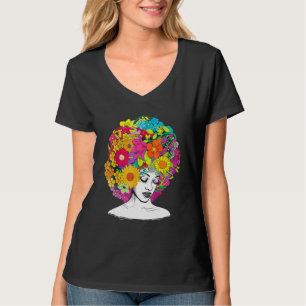 Camiseta Flor Afro-Mulher Negra Rainha-Africana Mel
