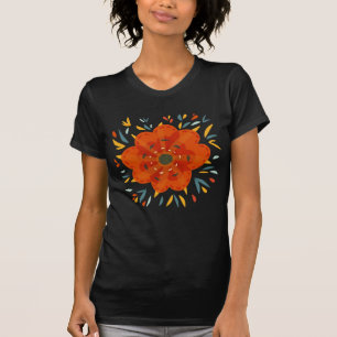 Camiseta Flor alaranjada lunática decorativa