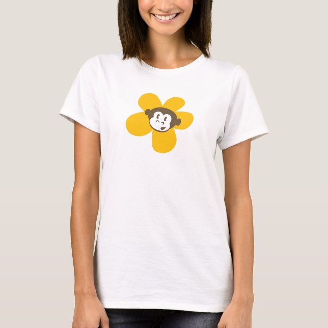 Camiseta Flor amarela do macaco com design traseiro (Frente)
