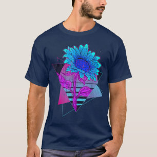 Camiseta Flor Amarelo Brilhante Onda Síntron Vaporwave Su