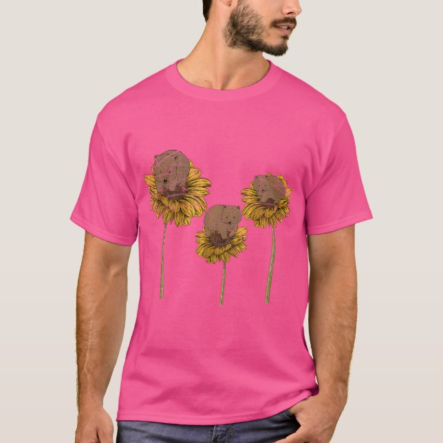 Camiseta Flor Amarelo Cachorro de Girassol Aussie Wildlif (Frente)