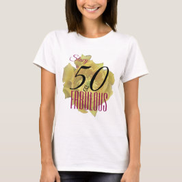 Camiseta Flor amarelo de cacto 50 e aniversário fabuloso