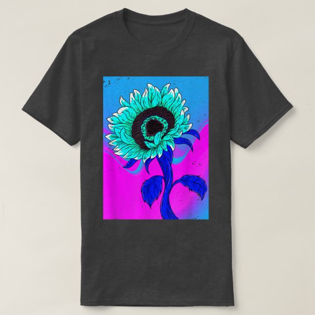 Camiseta Flor Amarelo Onda Síntron Vaporwave Girassol (Frente do Design)